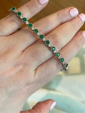 Emerald Green Tennis Bracelet - Stainless Steel